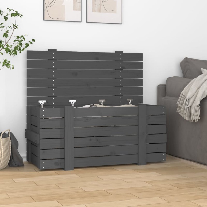 vidaXL Contenitore Portaoggetti Grigio 91x40,5x42 cm Massello di Pino vidaXL Contenitore Portaoggetti Grigio 91x40,5x42 cm Massello di Pino