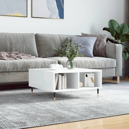 vidaXL Tavolino da Salotto Bianco Lucido 60x60x30 cm Legno Multistrato