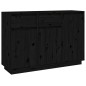 Credenza Nera 110x34x75 cm in Legno Massello di Pino Credenza Nera 110x34x75 cm in Legno Massello di Pino