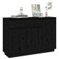 Credenza Nera 110x34x75 cm in Legno Massello di Pino Credenza Nera 110x34x75 cm in Legno Massello di Pino