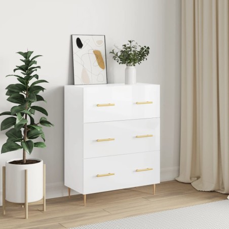 vidaXL Credenza 69,5x34x90 cm in Legno Multistrato Bianco Lucido