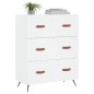 vidaXL Cassettiera Bianca 69,5x34x90 cm in Legno Multistrato vidaXL Cassettiera Bianca 69,5x34x90 cm in Legno Multistrato