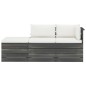 Set Divani da Giardino su Pallet 3 pz con Cuscini Massello Pino Set Divani da Giardino su Pallet 3 pz con Cuscini Massello Pino