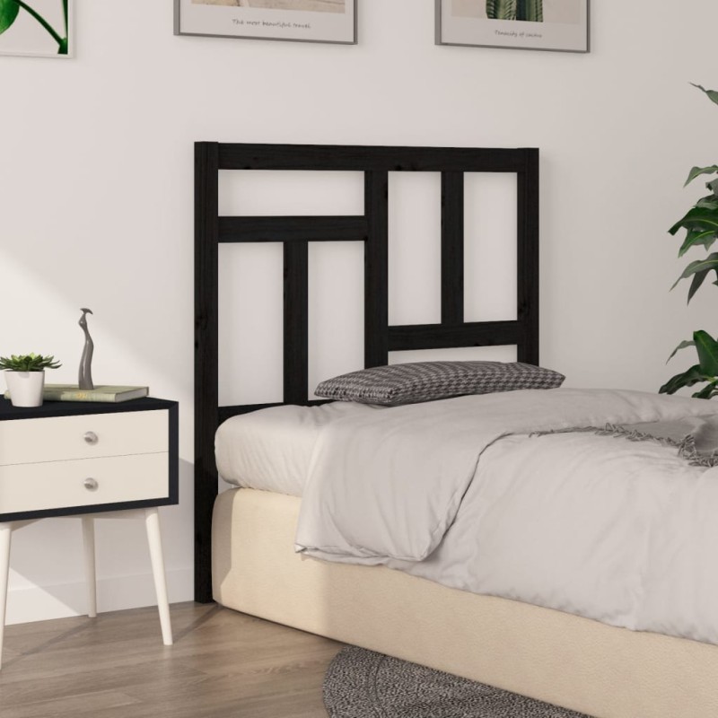 vidaXL Testiera per Letto Nera 80,5x4x100 cm in Legno Massello di Pino vidaXL Testiera per Letto Nera 80,5x4x100 cm in Legno Massello di Pino