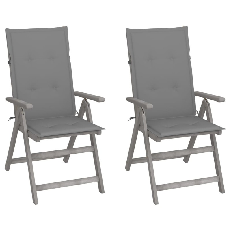 Sedie da Giardino Reclinabili 2pz con Cuscini Massello Acacia Sedie da Giardino Reclinabili 2pz con Cuscini Massello Acacia