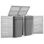 vidaXL Copri Bidoni Pattume Doppio 138x77,5x115,5cm Acciaio Inox vidaXL Copri Bidoni Pattume Doppio 138x77,5x115,5cm Acciaio Inox