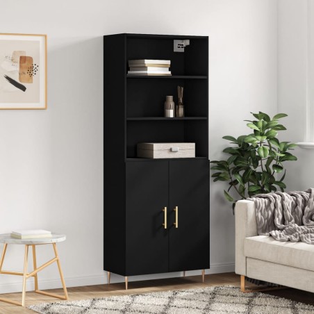 vidaXL Credenza Nera 69,5x34x180 cm in Legno Multistrato