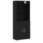 vidaXL Credenza Nera 69,5x34x180 cm in Legno Multistrato vidaXL Credenza Nera 69,5x34x180 cm in Legno Multistrato