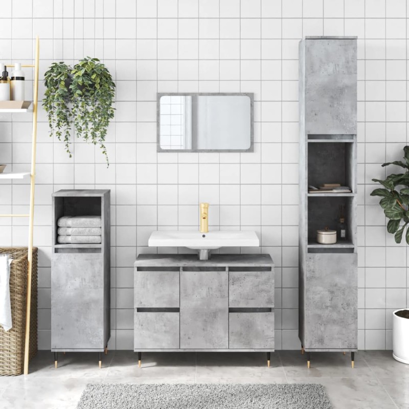 vidaXL Armadietto da Bagno Grigio Cemento 80x33x60cm Legno Multistrato vidaXL Armadietto da Bagno Grigio Cemento 80x33x60cm Legno Multistrato