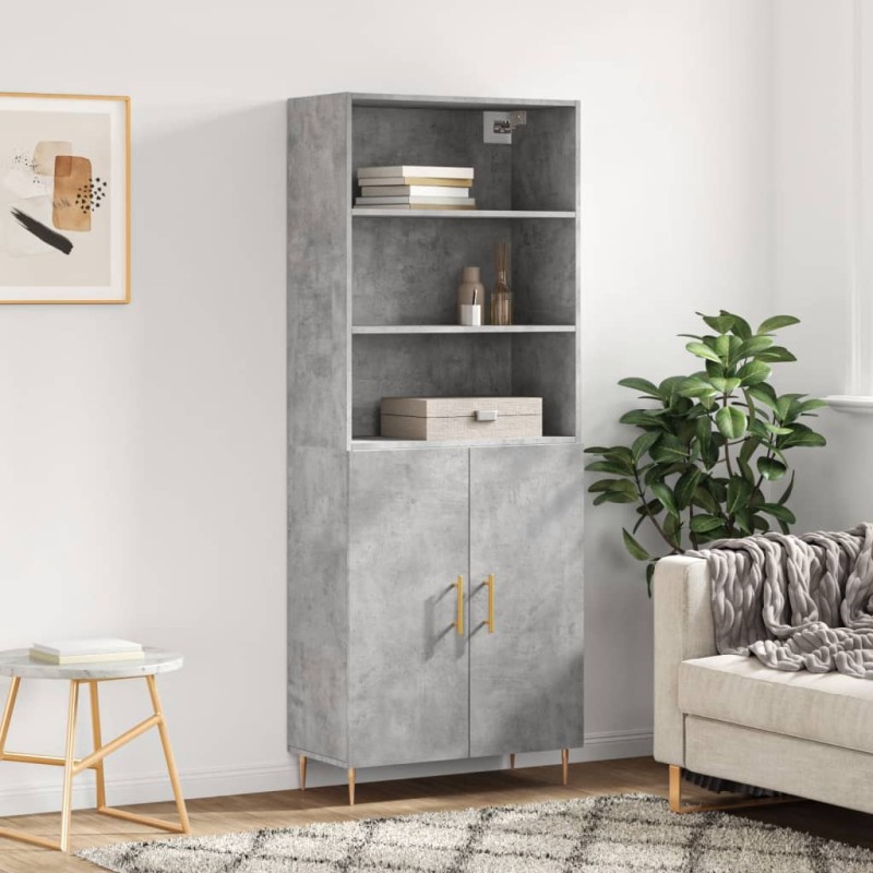 vidaXL Credenza Grigio Cemento 69,5x34x180 cm in Legno Multistrato vidaXL Credenza Grigio Cemento 69,5x34x180 cm in Legno Multistrato