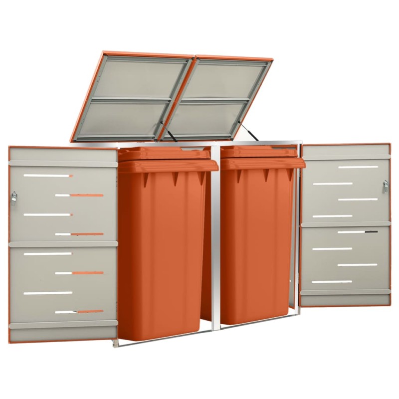 vidaXL Copri Bidoni Pattumiera Doppia 138x77,5x115,5 cm Acciaio Inox vidaXL Copri Bidoni Pattumiera Doppia 138x77,5x115,5 cm Acciaio Inox