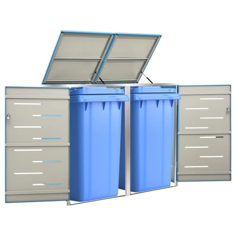 vidaXL Copri Bidoni Pattumiera Doppia 138x77,5x115,5 cm Acciaio Inox vidaXL Copri Bidoni Pattumiera Doppia 138x77,5x115,5 cm Acciaio Inox