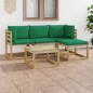 vidaXL Set Salotto da Giardino 5 pz con Cuscini Verdi vidaXL Set Salotto da Giardino 5 pz con Cuscini Verdi