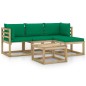 vidaXL Set Salotto da Giardino 5 pz con Cuscini Verdi vidaXL Set Salotto da Giardino 5 pz con Cuscini Verdi