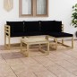 vidaXL Set Salotto da Giardino 5 pz con Cuscini Neri vidaXL Set Salotto da Giardino 5 pz con Cuscini Neri