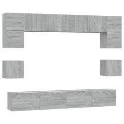 Set Mobili Porta TV 8pz Grigio Sonoma in Legno Multistrato