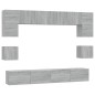 Set Mobili Porta TV 8pz Grigio Sonoma in Legno Multistrato Set Mobili Porta TV 8pz Grigio Sonoma in Legno Multistrato