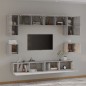 Set Mobili Porta TV 8pz Grigio Sonoma in Legno Multistrato Set Mobili Porta TV 8pz Grigio Sonoma in Legno Multistrato