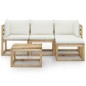 vidaXL Set Salotto da Giardino 5pz con Cuscini Crema