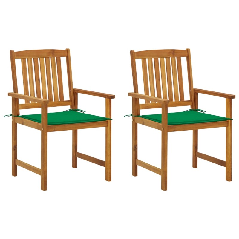 vidaXL Sedie da Giardino con Cuscini 2 pz in Massello di Acacia vidaXL Sedie da Giardino con Cuscini 2 pz in Massello di Acacia