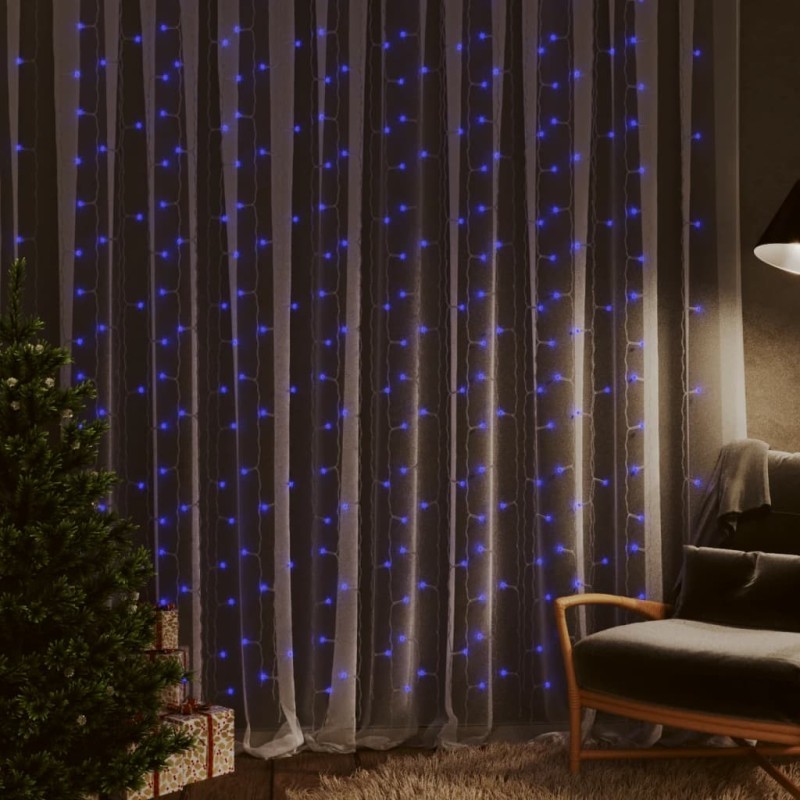 vidaXL Tenda Luci a Ghiaccioli 3x3m 300 LED Blu 8 Funzioni vidaXL Tenda Luci a Ghiaccioli 3x3m 300 LED Blu 8 Funzioni