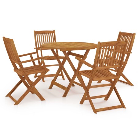 vidaXL Set da Pranzo da Giardino 5 pz Pieghevole in Massello di Acacia