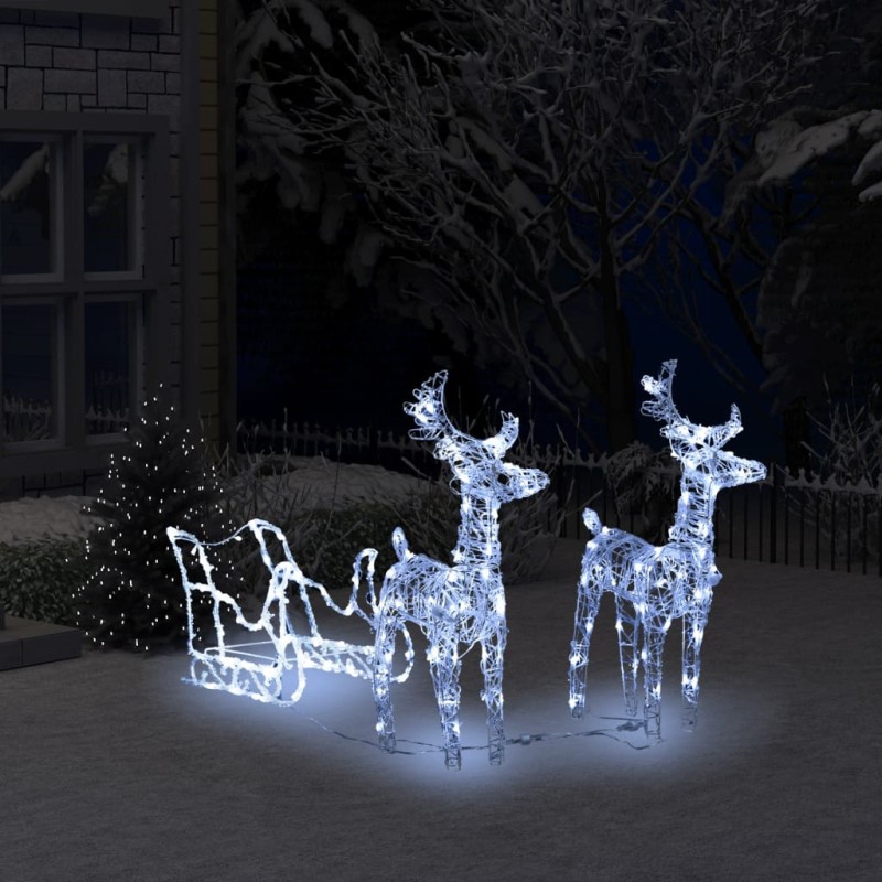 vidaXL Decorazione Natalizia Renne e Slitta 160 LED 130 cm in Acrilico vidaXL Decorazione Natalizia Renne e Slitta 160 LED 130 cm in Acrilico
