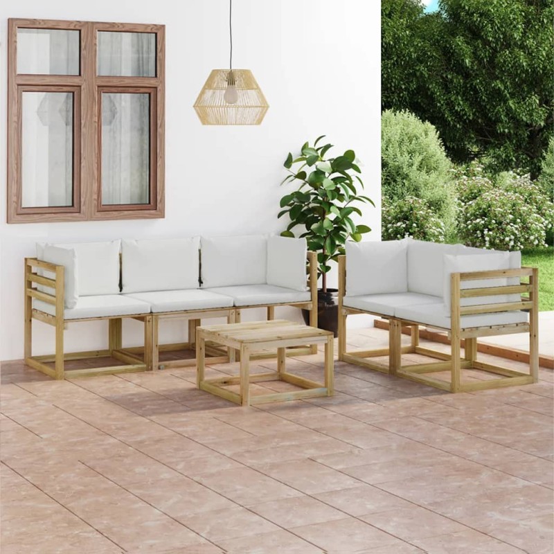 vidaXL Set Salotto da Giardino 6 pz con Cuscini Crema vidaXL Set Salotto da Giardino 6 pz con Cuscini Crema