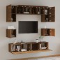 Set Mobili Porta TV 8pz Rovere Marrone in Legno Multistrato Set Mobili Porta TV 8pz Rovere Marrone in Legno Multistrato