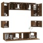 Set Mobili Porta TV 8pz Rovere Marrone in Legno Multistrato Set Mobili Porta TV 8pz Rovere Marrone in Legno Multistrato