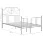 vidaXL Giroletto Bianco in Metallo 120x200 cm vidaXL Giroletto Bianco in Metallo 120x200 cm