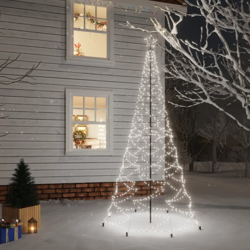 vidaXL Albero di Natale con Palo in Metallo 500 LED Bianco Freddo 3 m vidaXL Albero di Natale con Palo in Metallo 500 LED Bianco Freddo 3 m