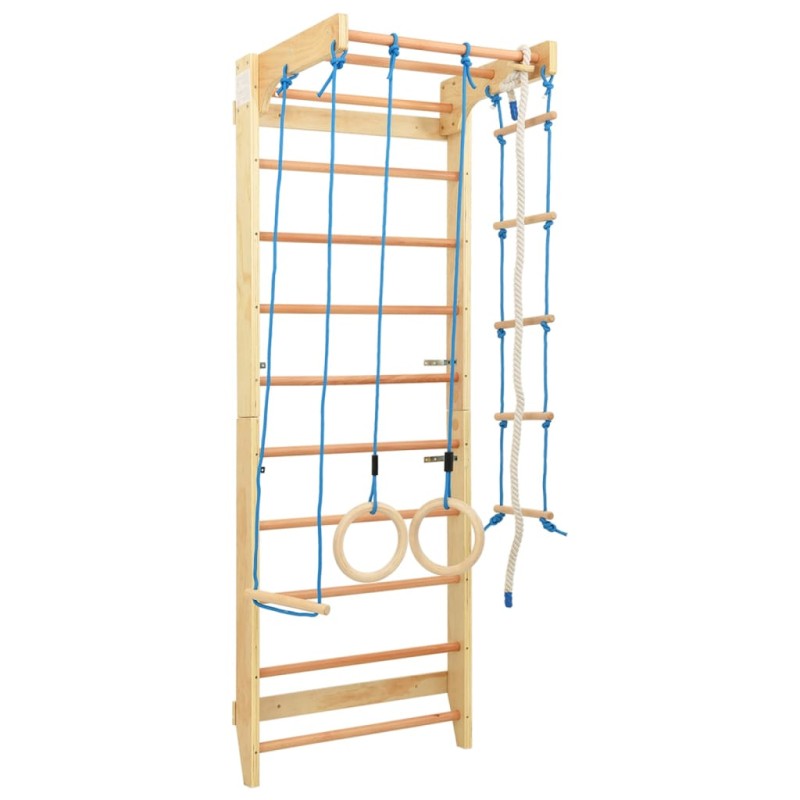 vidaXL Set da Arrampicata per Interni con Scalette e Anelli in Legno vidaXL Set da Arrampicata per Interni con Scalette e Anelli in Legno