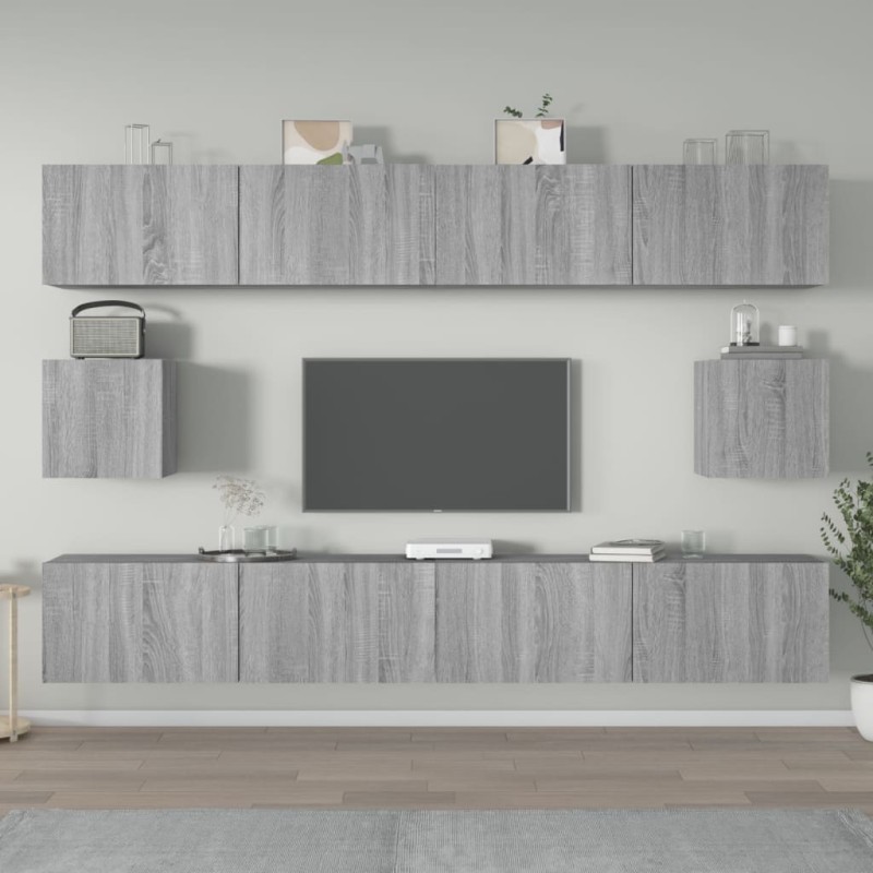 Set di Mobili Porta TV 6 pz Grigio Sonoma in Legno Multistrato Set di Mobili Porta TV 6 pz Grigio Sonoma in Legno Multistrato
