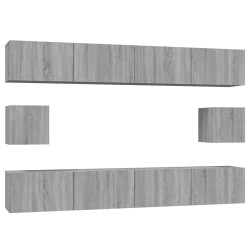 Set di Mobili Porta TV 6 pz Grigio Sonoma in Legno Multistrato