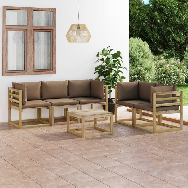 vidaXL Set Salotto da Giardino 6 pz con Cuscini Tortora vidaXL Set Salotto da Giardino 6 pz con Cuscini Tortora