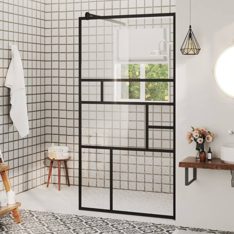vidaXL Parete Doccia Walk-in in Vetro Trasparente ESG Nera 80x195 cm vidaXL Parete Doccia Walk-in in Vetro Trasparente ESG Nera 80x195 cm