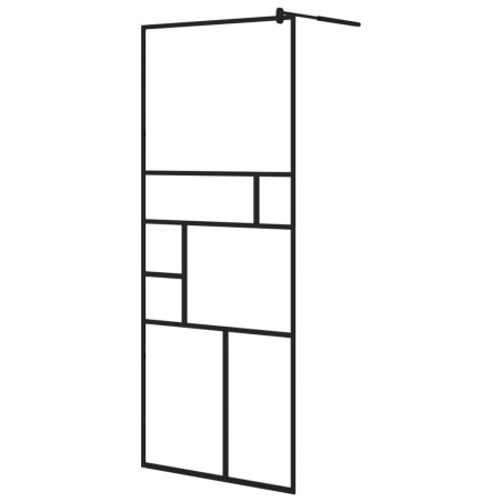 vidaXL Parete Doccia Walk-in in Vetro Trasparente ESG Nera 80x195 cm