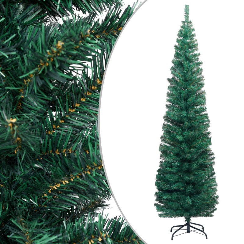 vidaXL Albero di Natale Artificiale Sottile Supporto Verde 210 cm PVC vidaXL Albero di Natale Artificiale Sottile Supporto Verde 210 cm PVC