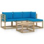 vidaXL Set Salotto da Giardino 5pz con Cuscini Blu Chiaro vidaXL Set Salotto da Giardino 5pz con Cuscini Blu Chiaro
