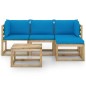 vidaXL Set Salotto da Giardino 5pz con Cuscini Blu Chiaro vidaXL Set Salotto da Giardino 5pz con Cuscini Blu Chiaro