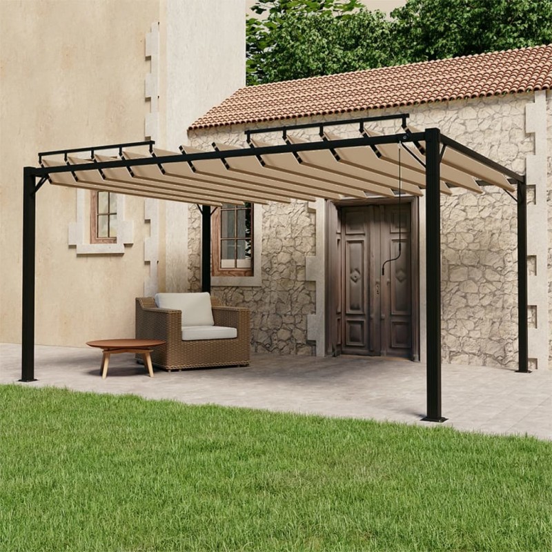 vidaXL Pergolato a Lamelle 3x4m Grigio Talpa Tessuto e Alluminio vidaXL Pergolato a Lamelle 3x4m Grigio Talpa Tessuto e Alluminio