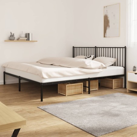 vidaXL Giroletto con Testiera in Metallo Nero 193x203 cm