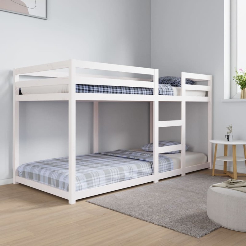 vidaXL Letto a Castello Bianco 90x200 cm in Legno Massello di Pino vidaXL Letto a Castello Bianco 90x200 cm in Legno Massello di Pino