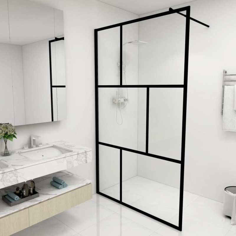 vidaXL Parete per Doccia Walk-in in Vetro Temperato Nera 115x195 cm vidaXL Parete per Doccia Walk-in in Vetro Temperato Nera 115x195 cm