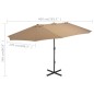 vidaXL Ombrellone da Esterni Palo in Alluminio 460x270cm Grigio Talpa vidaXL Ombrellone da Esterni Palo in Alluminio 460x270cm Grigio Talpa