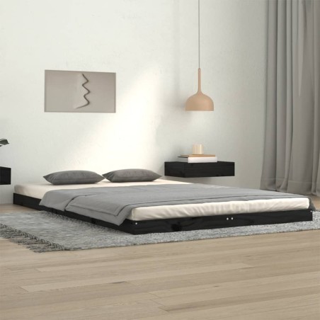 vidaXL Giroletto Nero 120x200 cm in Legno Massello di Pino
