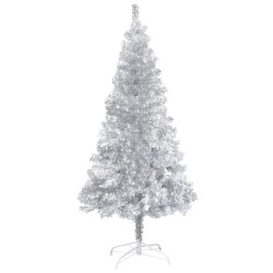 vidaXL Albero di Natale Artificiale con Supporto Argento 240 cm PET