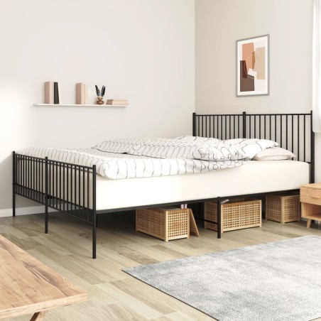 vidaXL Giroletto con Testiera e Pediera Metallo Nero 183x213 cm