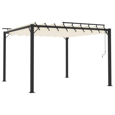 vidaXL Pergolato a Lamelle 3x3m Crema in Tessuto e Alluminio
